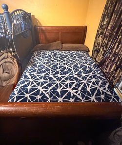 Queen Wood Sleigh Bed Frame