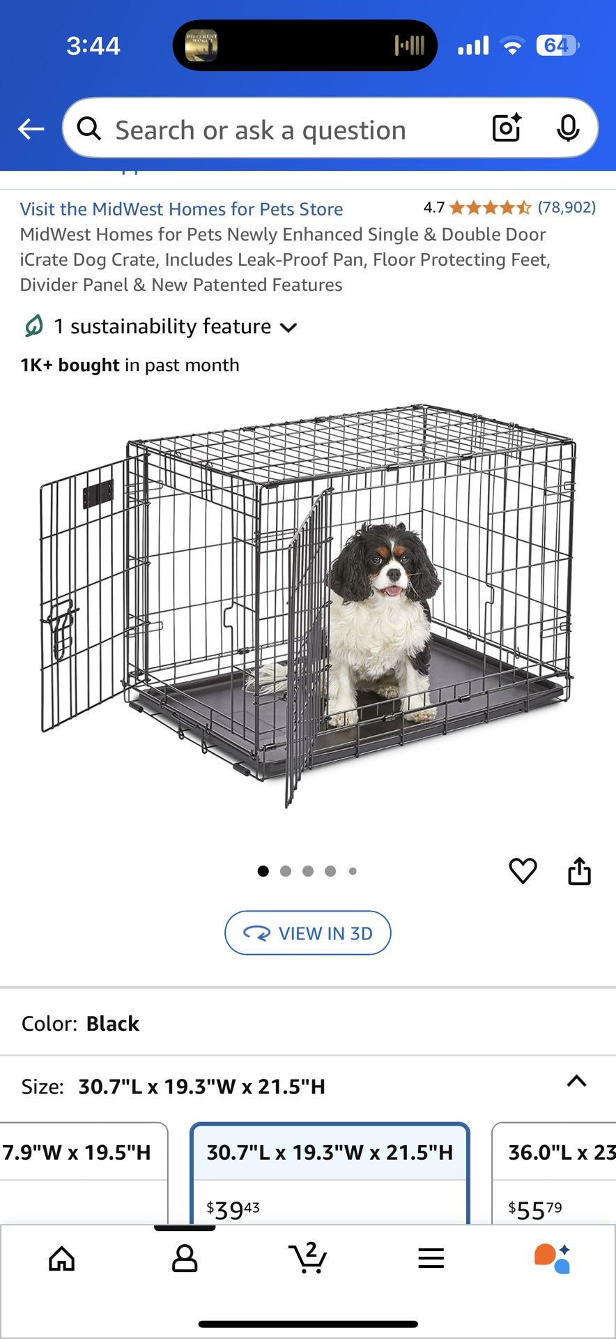 I crate Folding Double Door Dog Crate