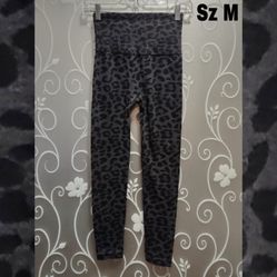 WOMENS GRAY LEOPARD HIGH WAIST LEGGING TIGHTS SIZE M (UNUSED)
