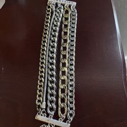Jenny Bird Austin Cuff Bracelet Mixed Metal Chain Stack Adjustable