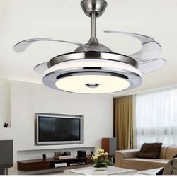 New Retractable Reversible Ceiling Fans with Remote Control 3 Light and 6 Fan Speeds