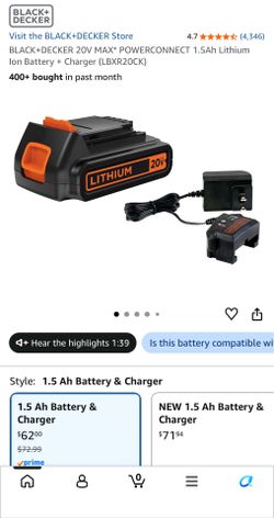 Black and Decker battery and charger