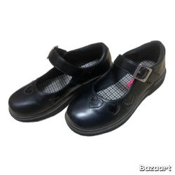 Sz 1 Faux Leather Heart Embellish Lil' Zandi Mary Jane Flat Racheal Shoes
