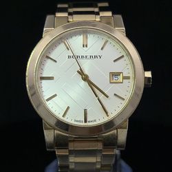 Pre-owned Burberry The City BU9103 Gold Tone Case 38 mm. Stainless Steel Wristwatch
