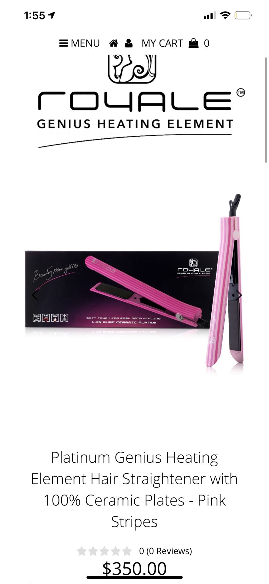 Platinum Genius Heating Element Hair Straightener with 100% Ceramic Plates - Pink Stripes