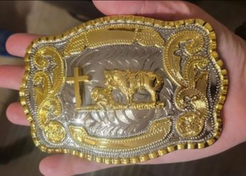 New LARGE western faith cross horse Belt Buckle 5.9" SHIPPING AVAILABLE