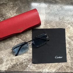 Cartier Blue Rimless Sunglasses w/ Case — Luxury Eyewear