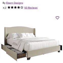 Queen Upholstered Storage Bed With Queen Mattress- BRAND NEW IN PACKAGING, NEVER OPENED