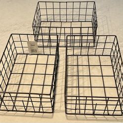 RGI Home Storage Bins Antique Brass 13.5” X 9.5” X 6” Set Of 3