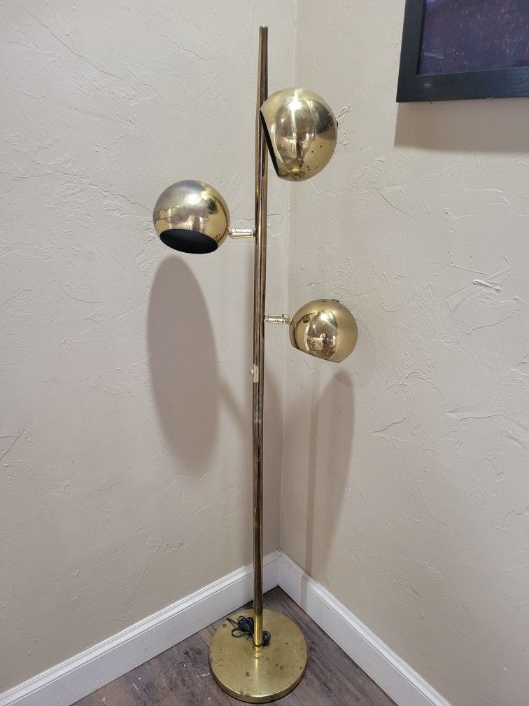 Vintage Brass Mid Century Mod Floor Lamp
