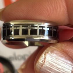 Size 8 Ring Stainless Steel Black With Crosses Faith, Jesus, Religious Jewelry