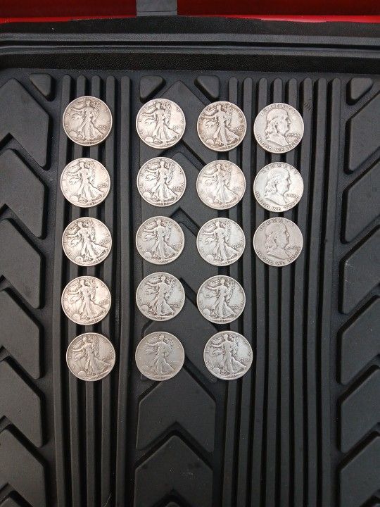 15 Walking Liberty Half Dollars 3 Ben Franklen Half Dollars