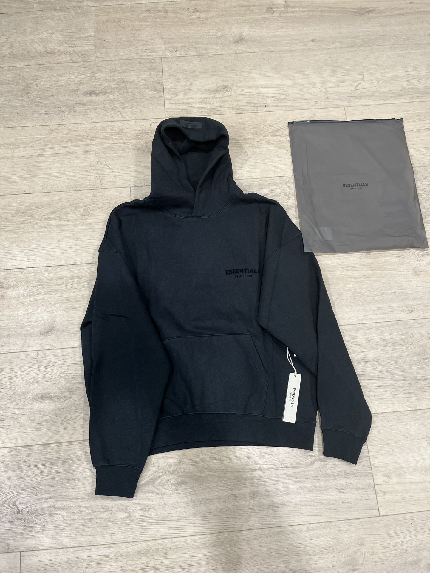 Fear of God Essentials Black Limo Stretch Hoodie Men’s Brand New