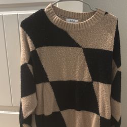 Lilyful Sweater - Tan amd Black print