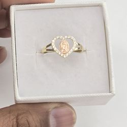 10kt Real Gold Virgin Mary Heart Ring for women