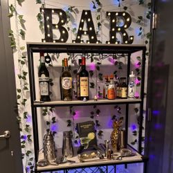 ✨ Complete Home Bar Setup w/ LED Lights, Tools, Decor & Liqueur Bottles ✨