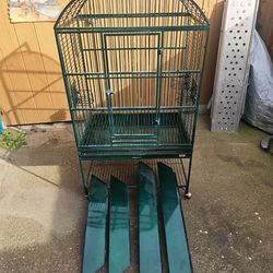 Large green bird cage