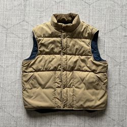 Vintage 1990s L.L. Bean Men’s Brown/Tan Outdoors Button Up Puffer Vest M/L