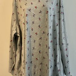 Lane Bryant Long Sleeve Scoop Neck Grey Shirt Snow skiers Size 26/28  (301)