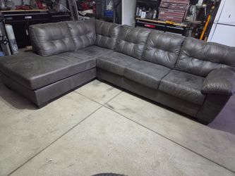 Sofa $300 Color Dark Gray/Charcoal - Faux Leather/Soft Microfiber