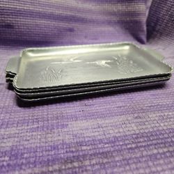 Vintage Flying Geese Aluminum Tip Trays Set Of 4