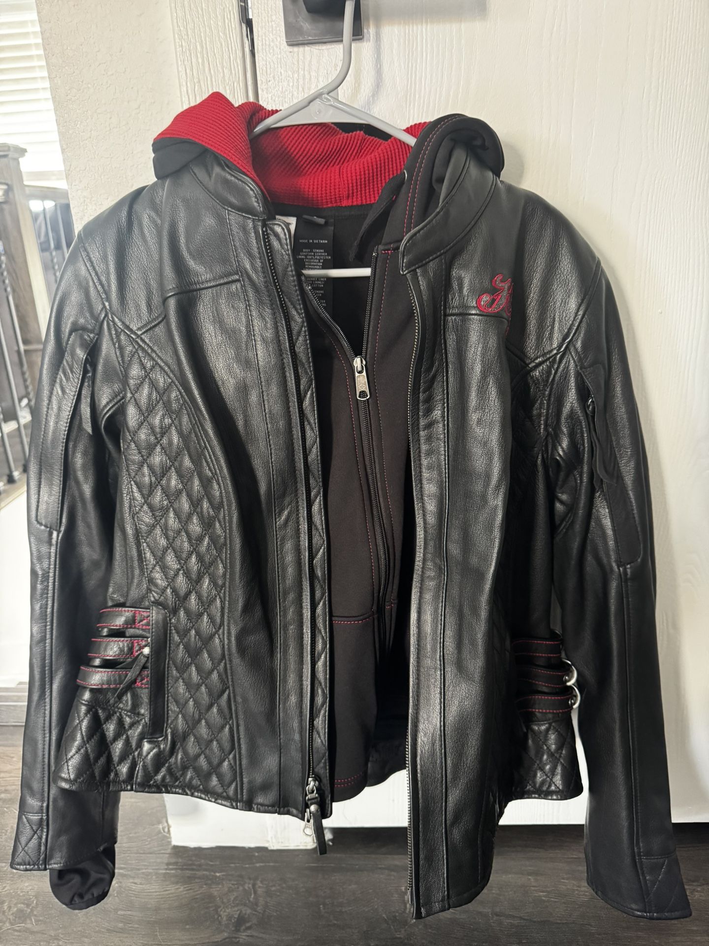 Women’s Harley-Davidson leather jacket and hoodie