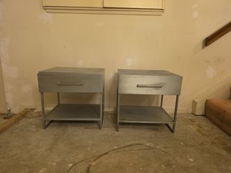 Pair of CB2 Metal Nightstands / Side Tables – Industrial Modern