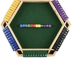 ALANGDUO Shut The Box Game with 12 Dice, 2-6 Player Shut The Box Table Math Game for Kids, Adults(Multicolour)