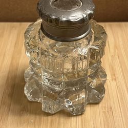 Antique Art Deco Glass Bottle Inkwell Or Perfume Bottle 