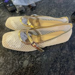 Gold Mesh Ballet Flats 