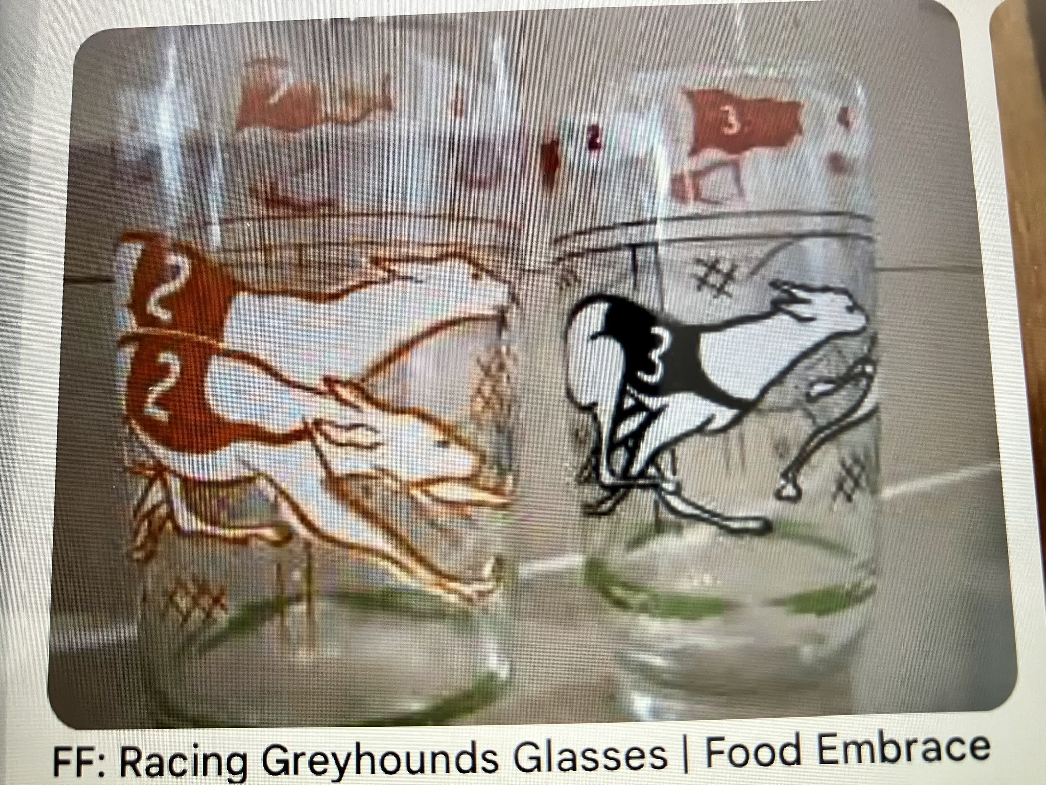 Final Reduction. Vintage Greyhound Racing Jelly Glasses.