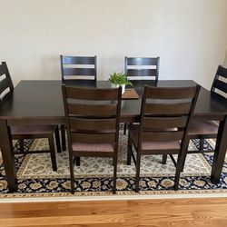 Dark Wood Dining Set - Table Seats Up to 8 + 8 Chairs