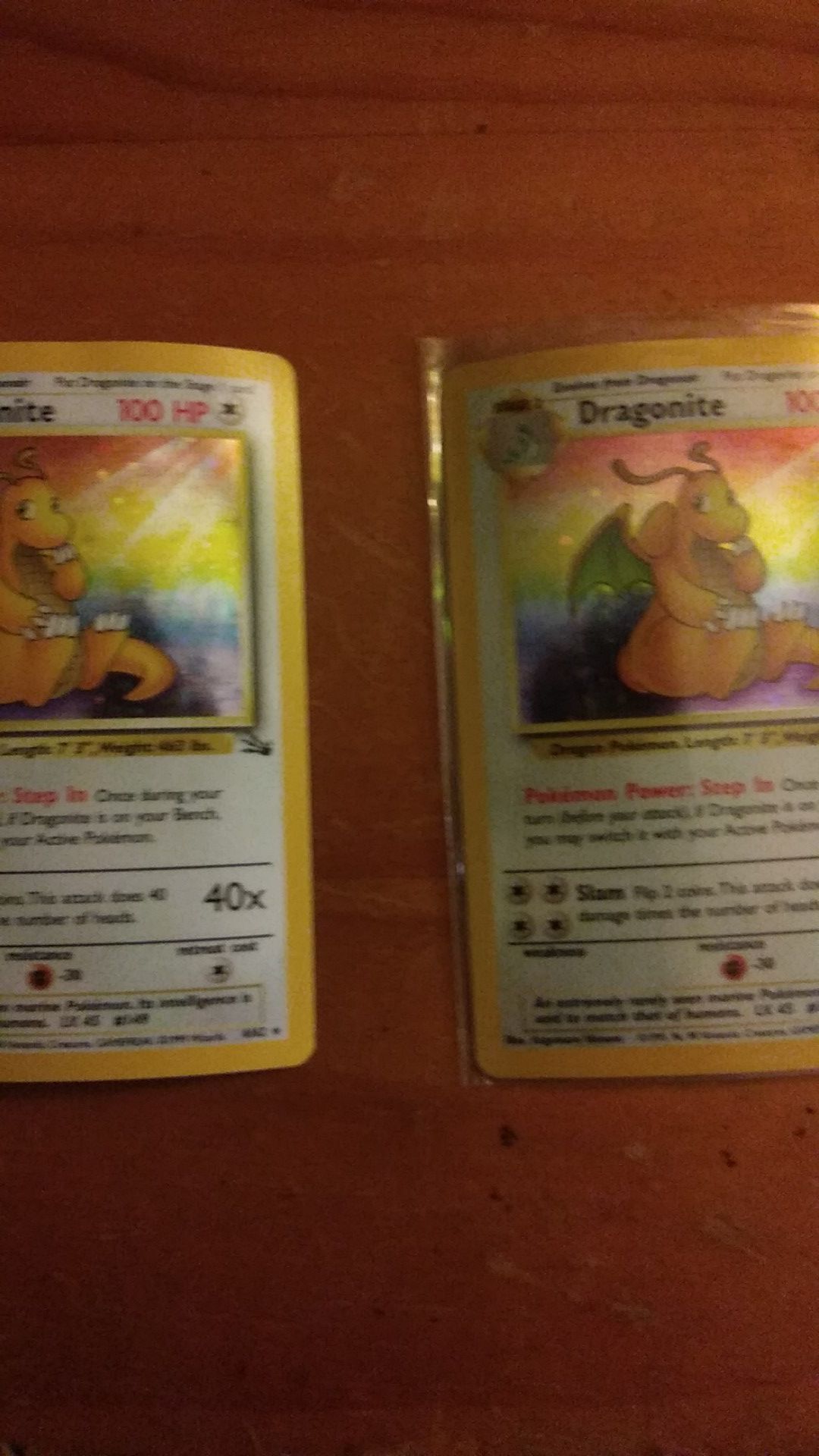 2 1995 fossil collection holo draganite pokemon cards