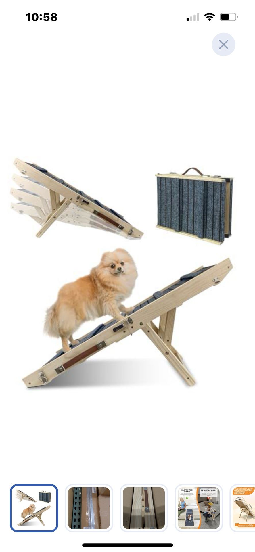 “New”wood Pet Ramp(40”L)non Slip,carry Handle,adj.from 9”to 17””for Car,sofa,couch(retail$89