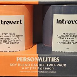 Personality Candles, Introvert Or Extrovert Set Of 2