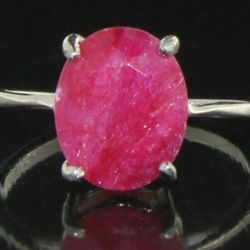 4.07 Carat Natural Corundum Ruby & Sterling Silver Ring