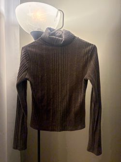 Ribbed Turtleneck Long Sleeve Top