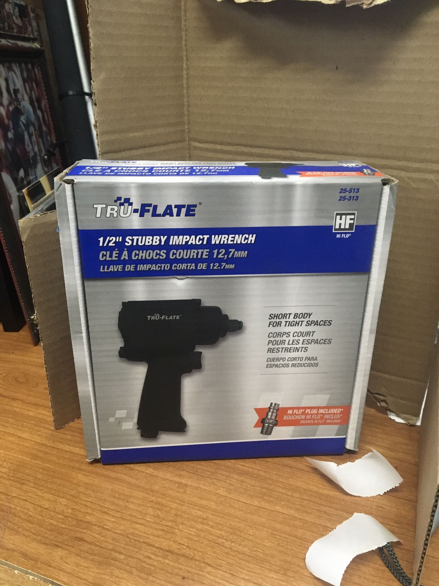 Tru-Flate 1/2 Stubby Impact Wrench Short Body 500 FT Lbs 25-513 New 