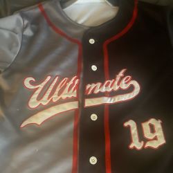 Black “Ultimate 19” baseball jersey