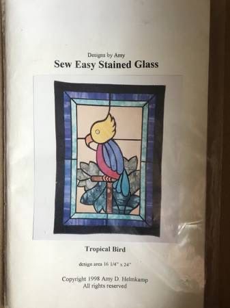 Applique Pattern Designs by Amy Sew Easy - Stained Glass Tropical Bird