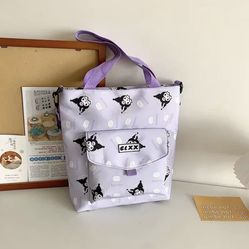 Kuromi Handbag With Straps And Crossbody Strap Added