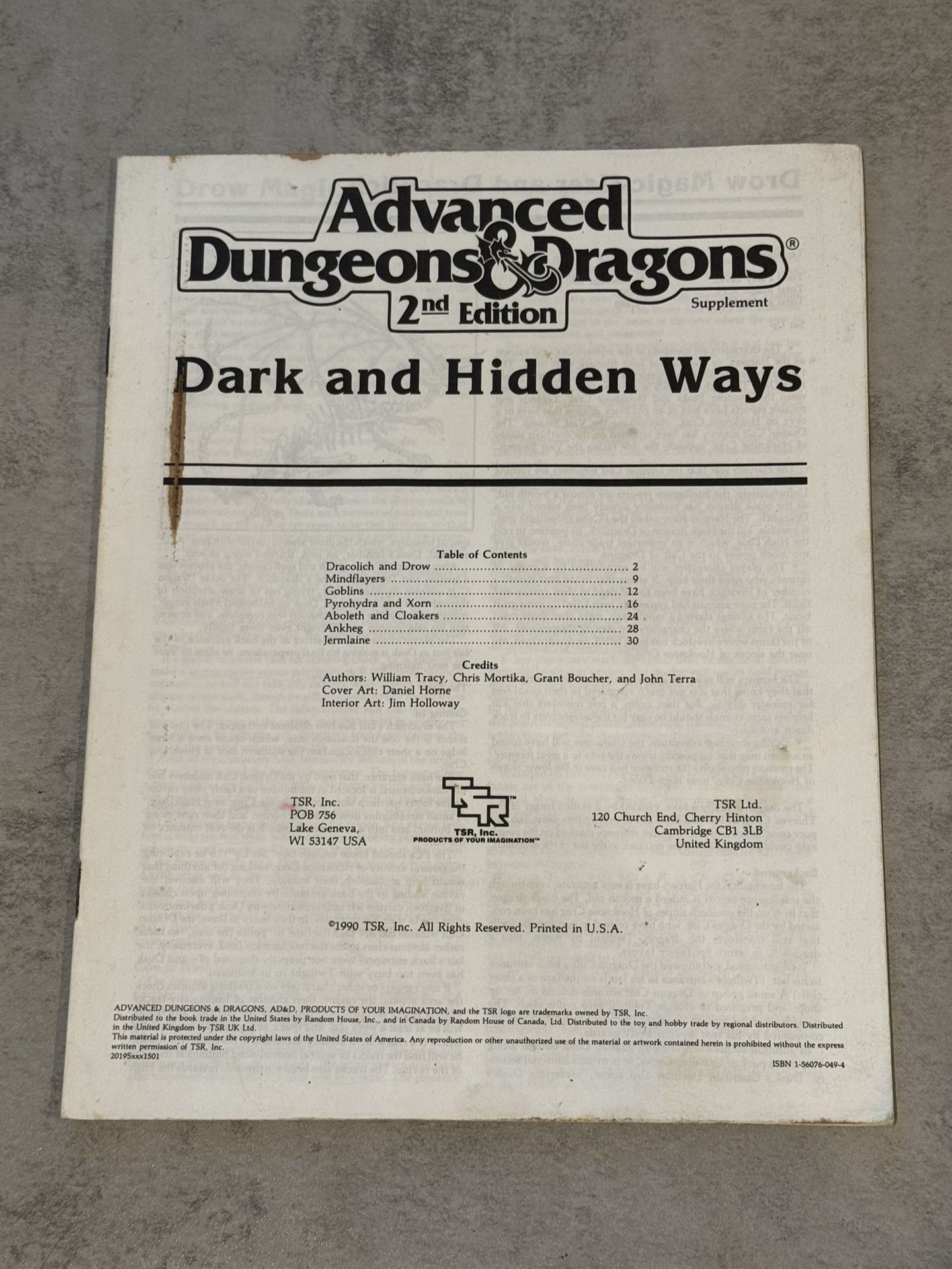 Dungeons & Dragons RARE Limited Edition Module "Dark and Hidden Ways" 1990