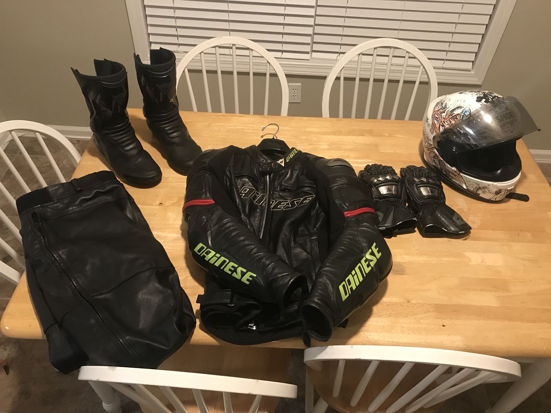Dainese and shoei motorcycle gear