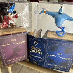 Disney D23 Figurines Magic & Mystery Aladdin Genie & Sorcerer’s Mickey Mouse 