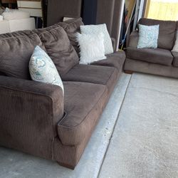 Dark Brown Couch And Loveseat Set