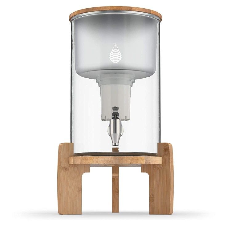 pH Recharge Glass Alkaline Water Filter Dispenser - Countertop Water Filtration System - Alkaline Water Filter Purifier for Home and Offices - High pH