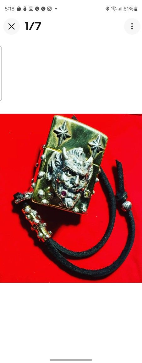 BIKER STYLE JOLLY REBELS STERLING SILVER DEVIL LIGHTER