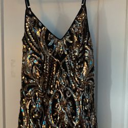 Gold Black Prom Dress