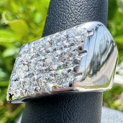 14k solid white gold 1.2CTW natural diamond abstract shape fashion ring sz7