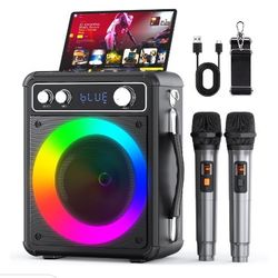 Two Mic 🎤 Bluetooth karaoke machine led lights 